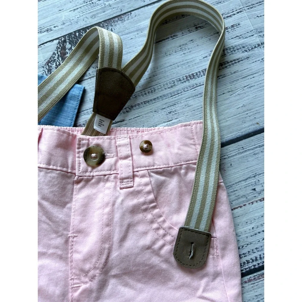 Cat & Jack Outfit Set Kids Blue‎ Pink Bodysuit Suspenders Bow Tie 6-9M